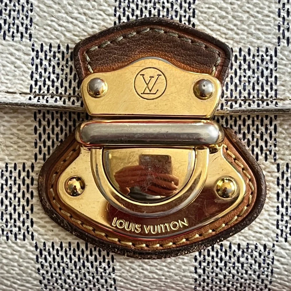 Louis Vuitton Damier Azur Eugenie Wallet Trifold Push Lock White N61732